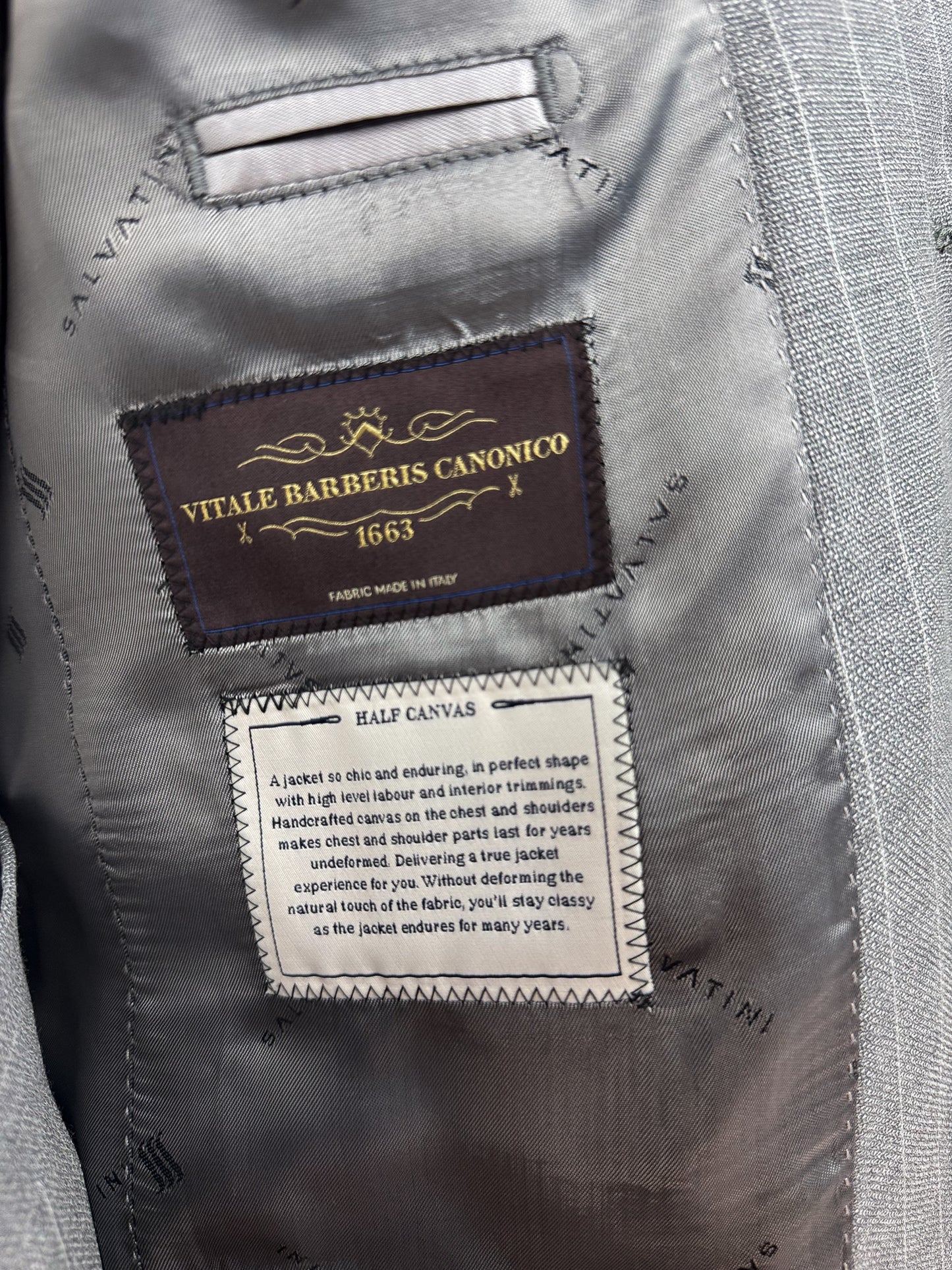 Salvatini Exclusive - Vitale Barberis Canonico Italian Wool Slim-Fit Pinstripe Suit