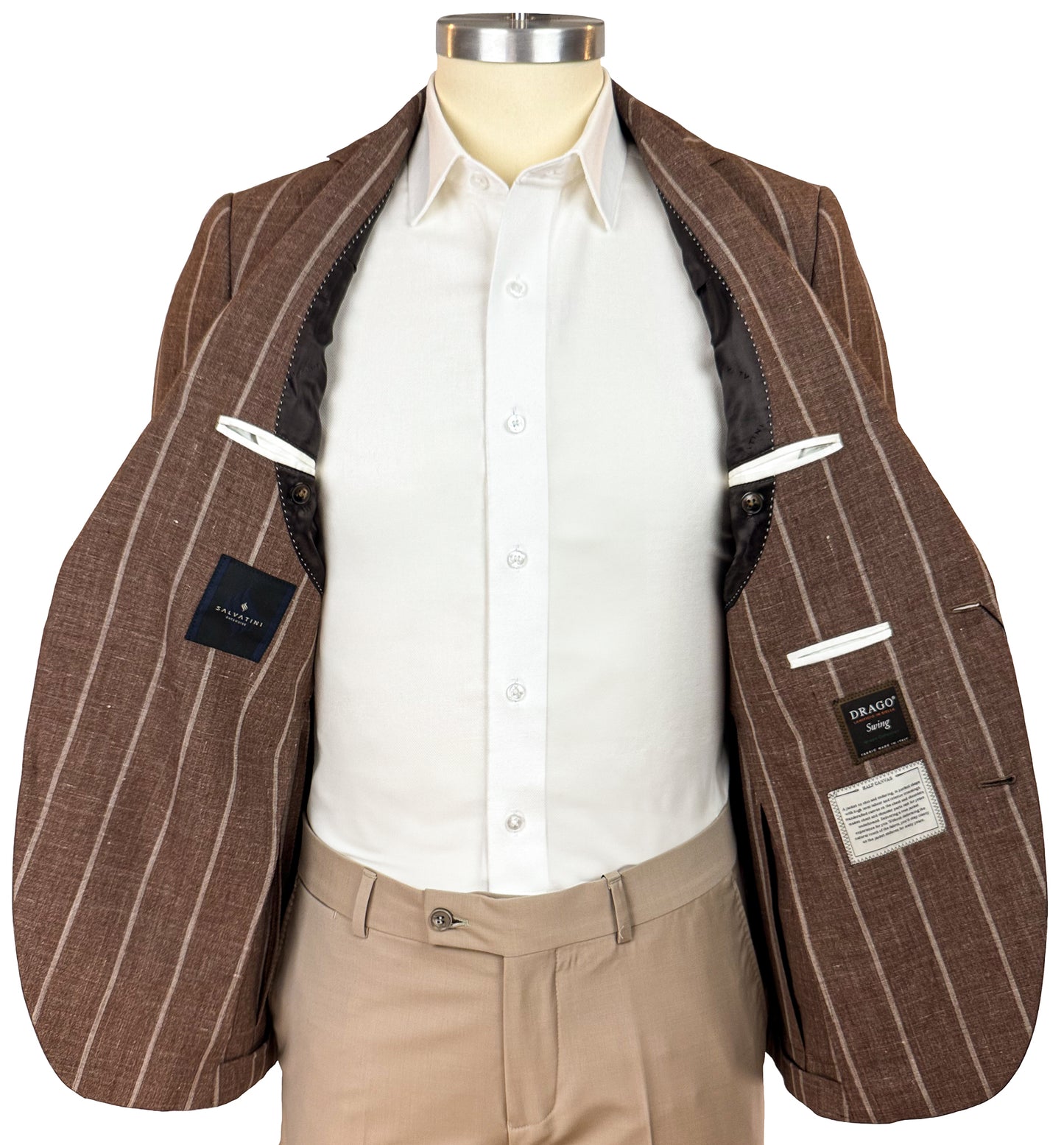 Salvatini Exclusive - Linen-Blend Chalkstripe Sport Coat