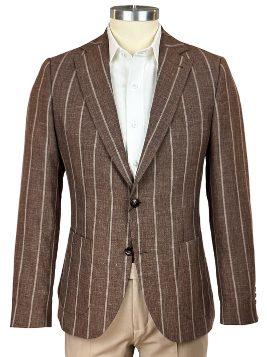 Salvatini Exclusive - Linen-Blend Chalkstripe Sport Coat
