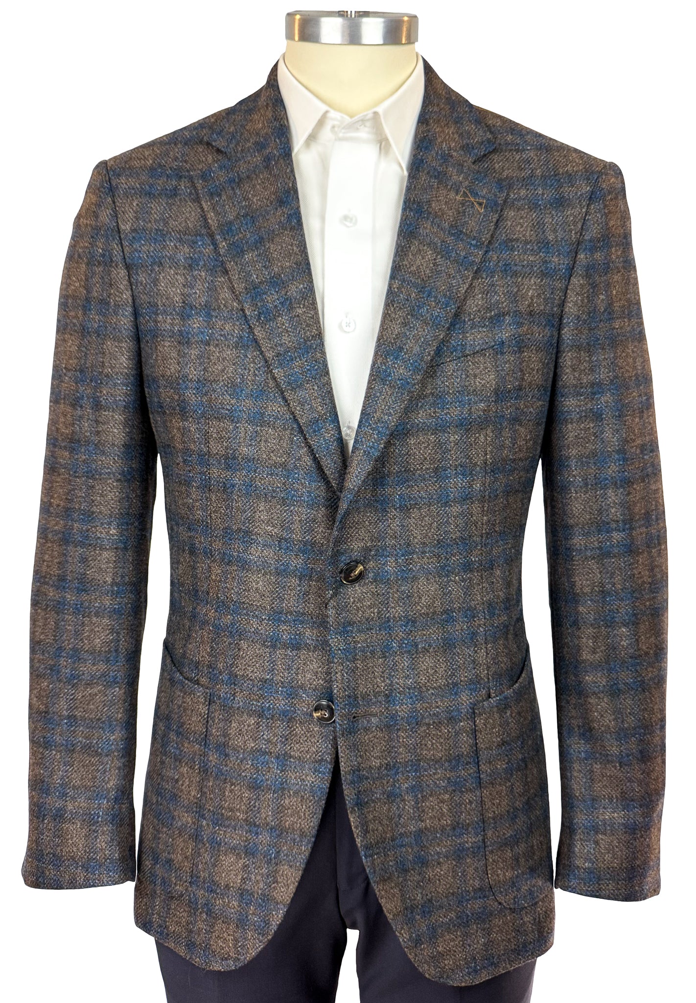 Salvatini Exclusive - Cashmere Blend Brown Plaid Sport Coat