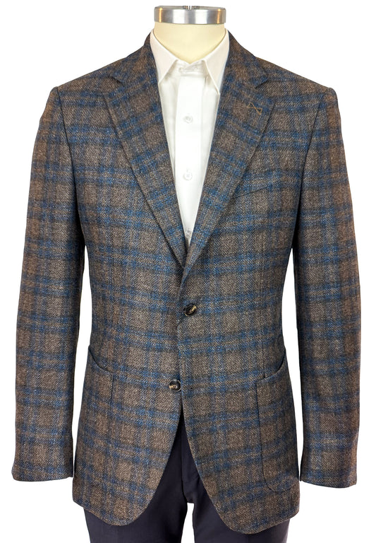 Salvatini Exclusive - Cashmere Blend Brown Plaid Sport Coat