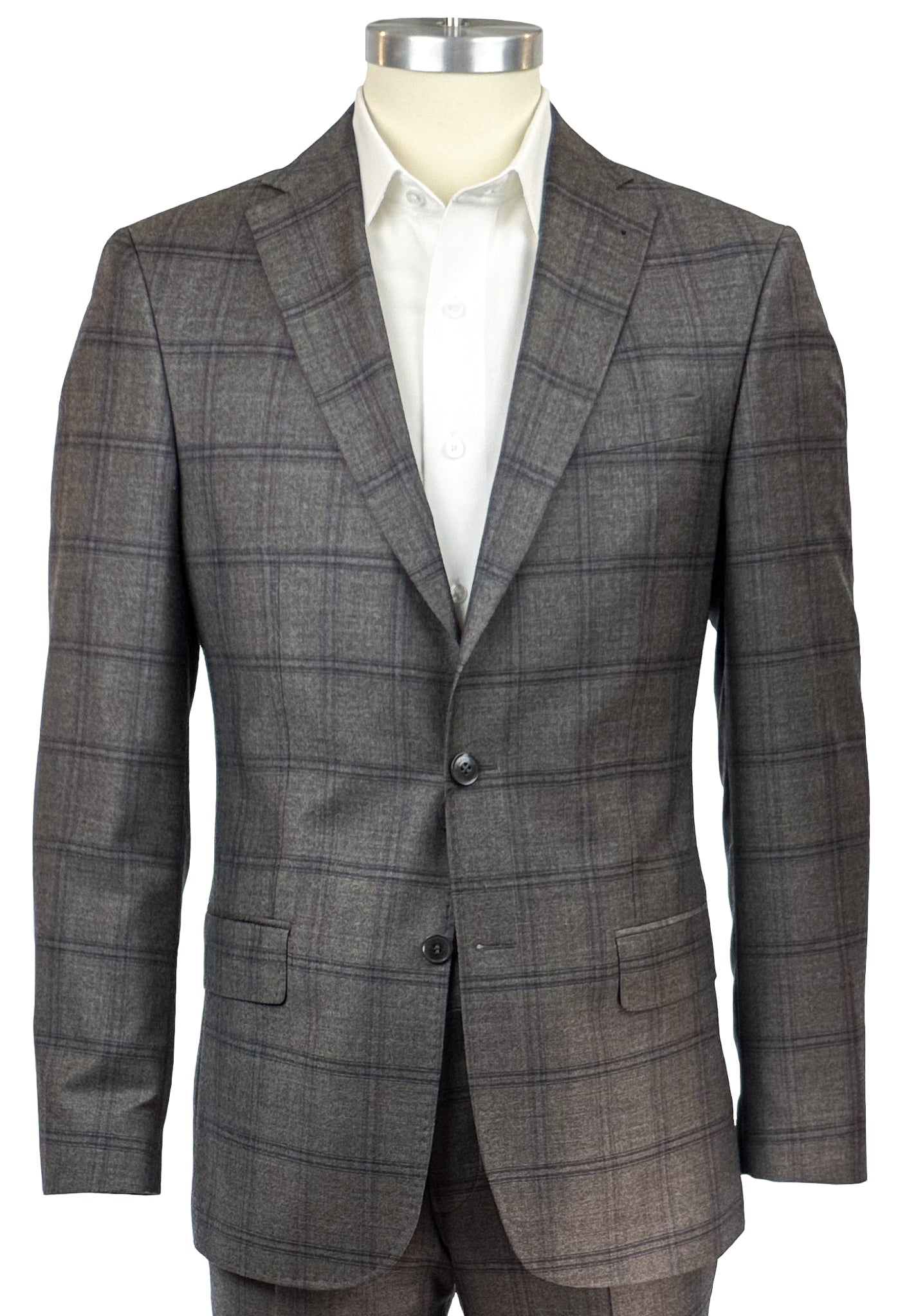 Salvatini Exclusive - Cashmere Blend Grey Plaid Suit