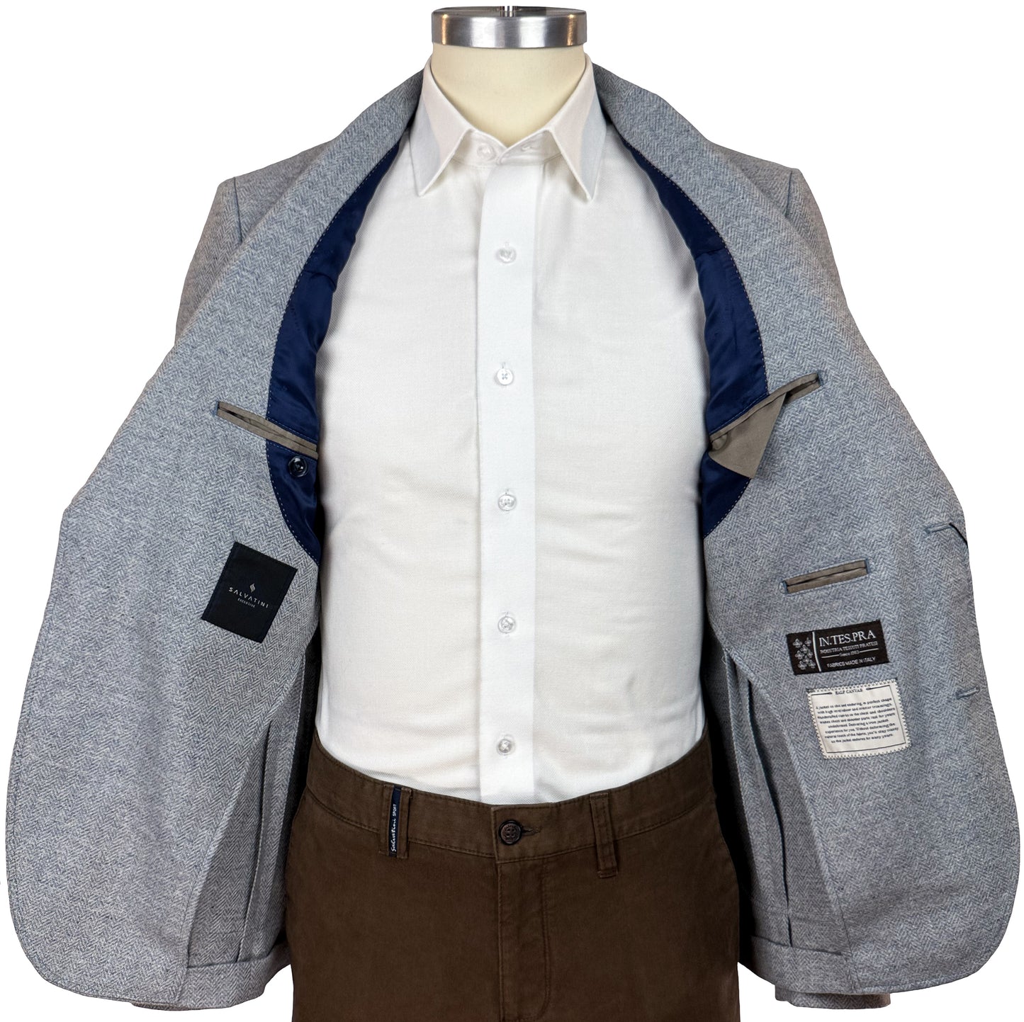 Salvatini Exclusive - Modern Slim-Fit Wool-Blend Herringbone Sport Coat
