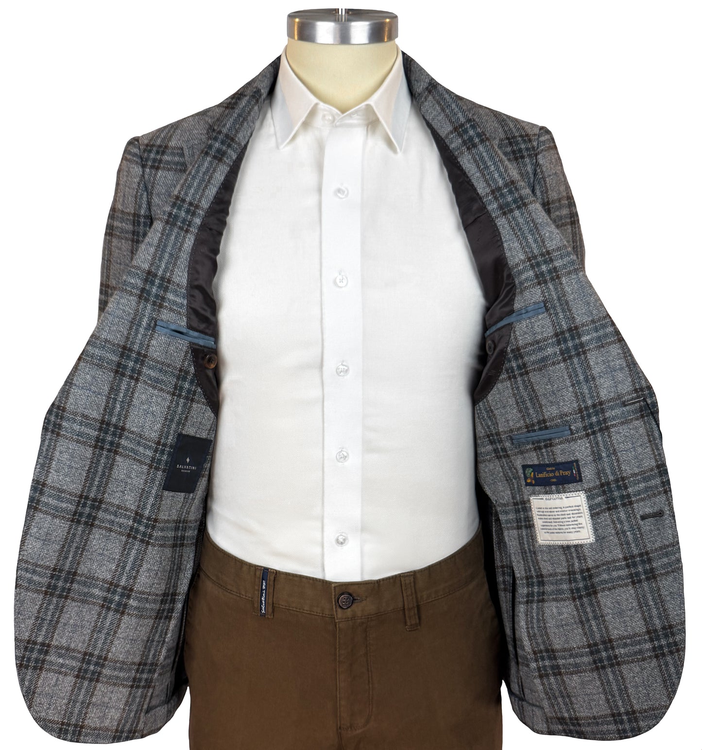 Salvatini Exclusive - Italian Wool Grey Plaid Sport Coat