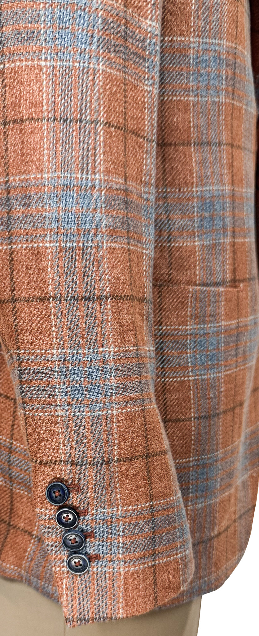 Salvatini Exclusive - Modern Slim-Fit Cotton-Blend Plaid Sport Coat