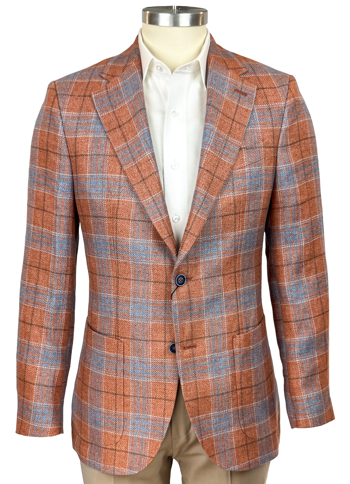 Salvatini Exclusive - Modern Slim-Fit Cotton-Blend Plaid Sport Coat