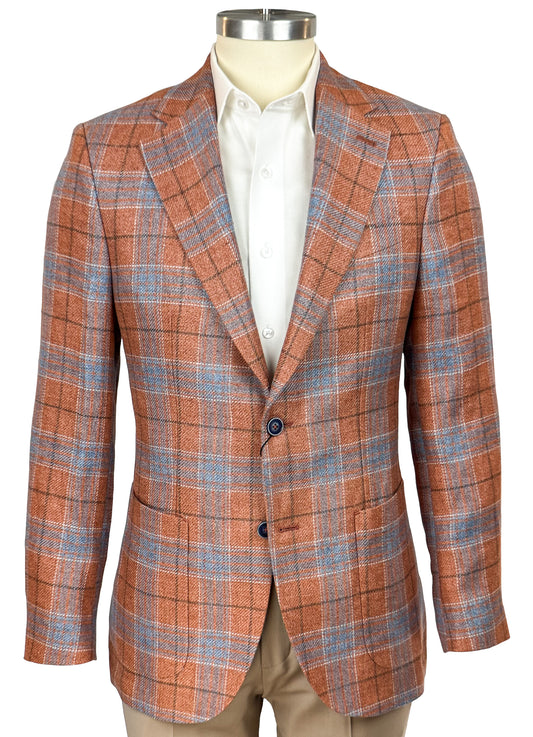 Salvatini Exclusive - Modern Slim-Fit Cotton-Blend Plaid Sport Coat