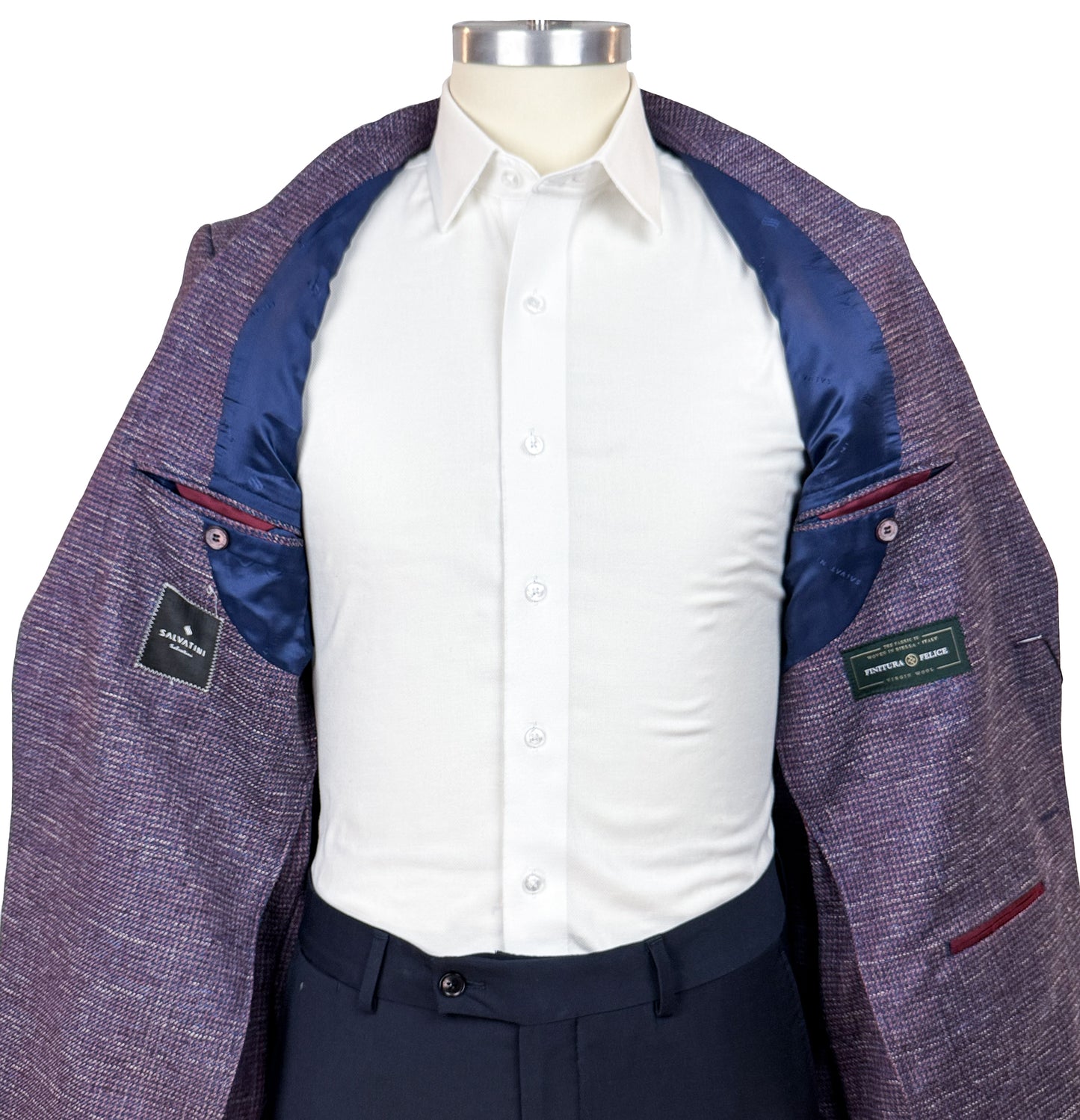 Salvatini Exclusive - Modern Slim-Fit Wool-Blend Checkered Sport Coat