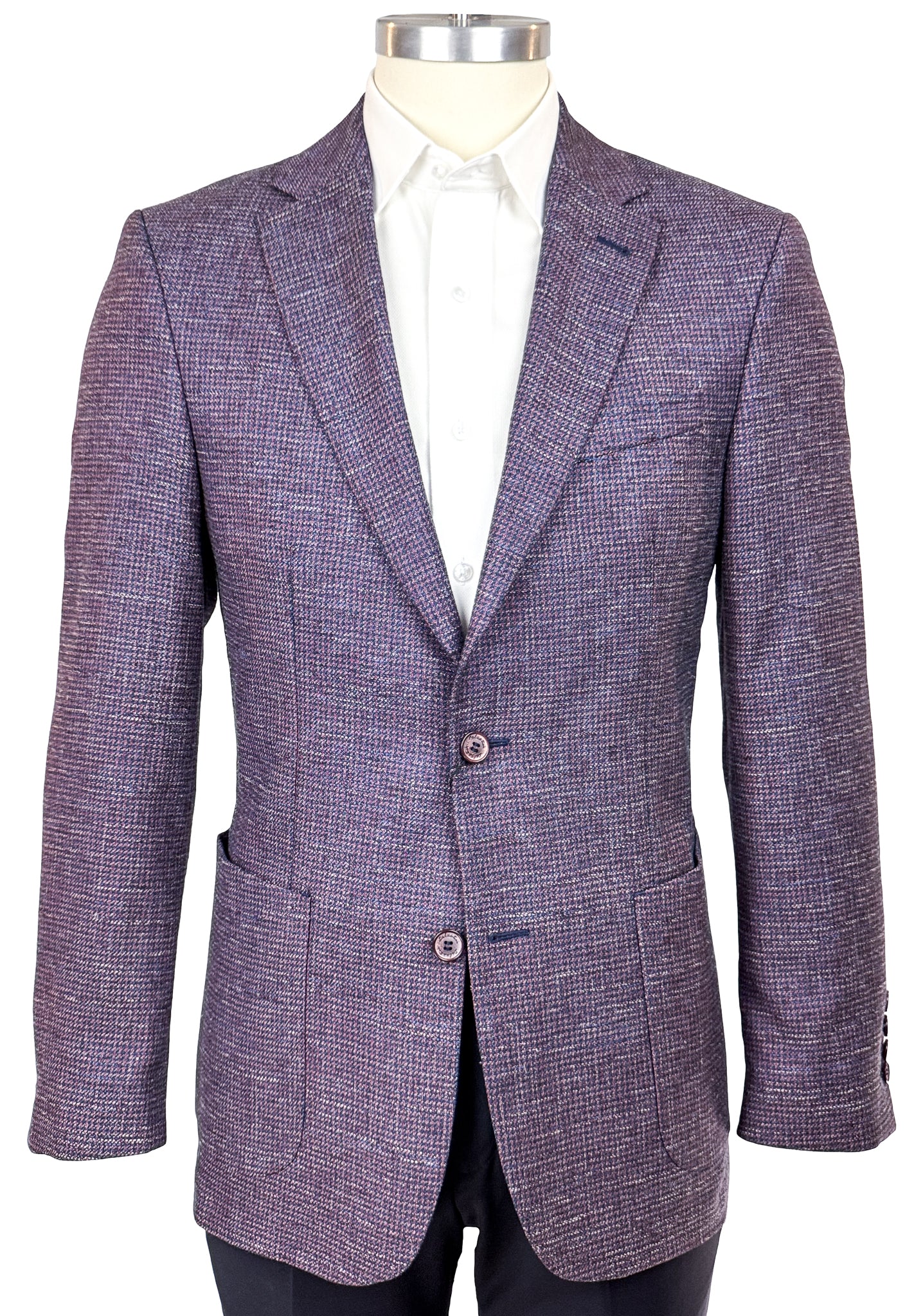 Salvatini Exclusive - Modern Slim-Fit Wool-Blend Checkered Sport Coat